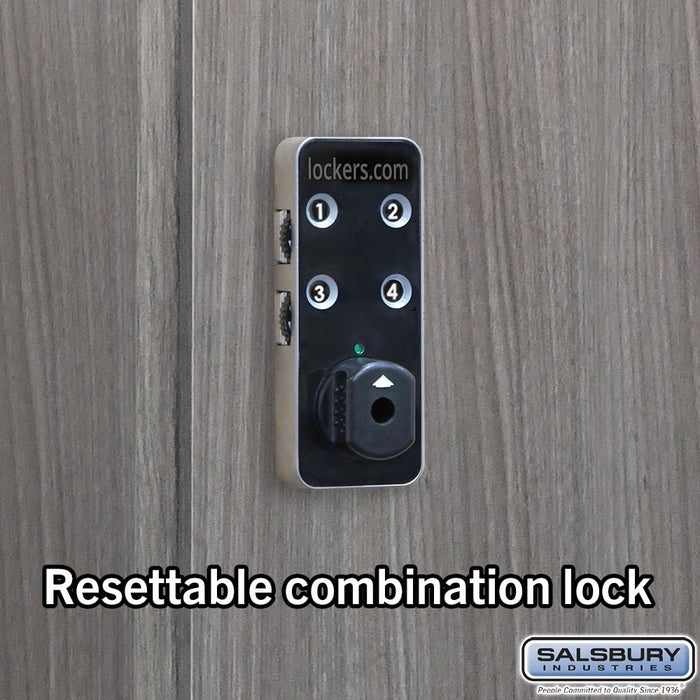 Salsbury 15" Wide Premier Wood Locker - Single Tier - 3 Wide - 6 Feet High - 21" Deep - Skyline Walnut - Resettable Combination Locks - Sweatfully