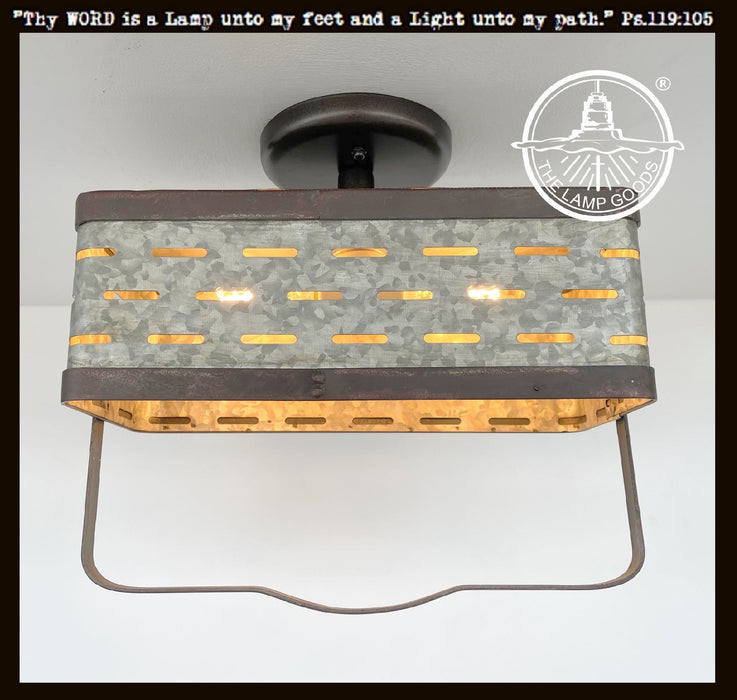 REDIRECT!!!!   Rectangular Rustic Galvanized Ceiling Light Fixture - Sweatfully