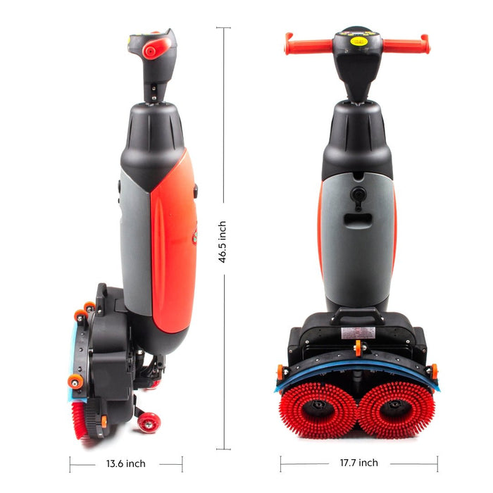 SUNMAX SM430 17" Walk-behind Floor Scrubber Machine, 360 Degree Rotating Head, 10000 sqft/h, Cordless Rechargeable Lithium Battery - Sweatfully