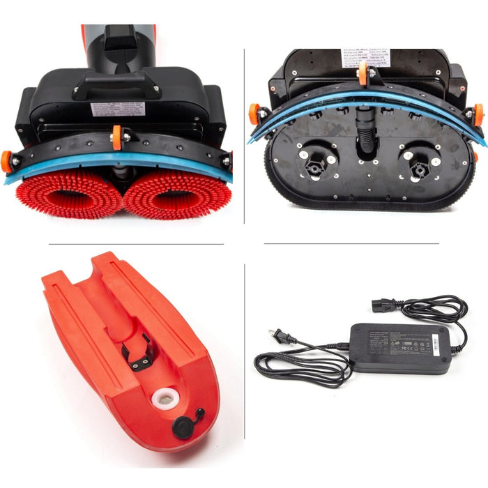 SUNMAX SM430 17" Walk-behind Floor Scrubber Machine, 360 Degree Rotating Head, 10000 sqft/h, Cordless Rechargeable Lithium Battery - Sweatfully