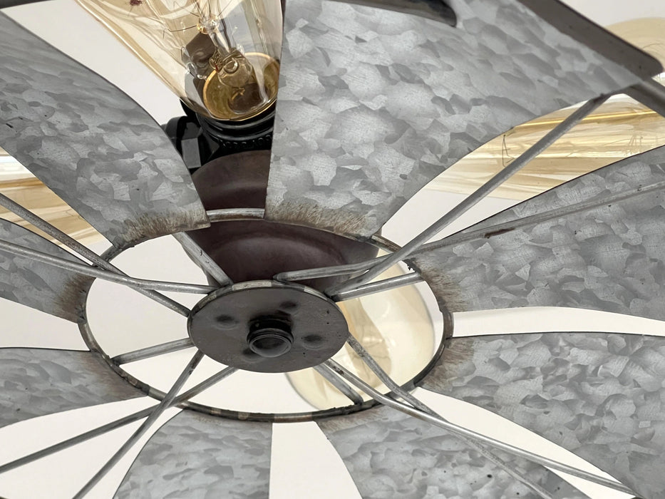 Farmhouse Galvanized Windmill Ceiling Light 16" - Sweatfully