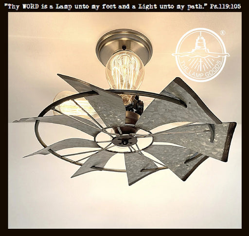 Farmhouse Galvanized Windmill Ceiling Light 16" - Sweatfully
