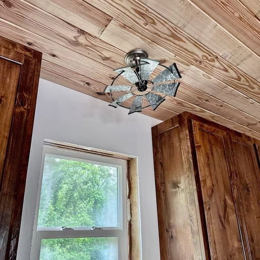 Farmhouse Galvanized Windmill Ceiling Light 16" - Sweatfully
