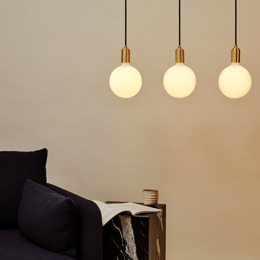Linear Triple Pendant in Brass + Sphere IV - Sweatfully