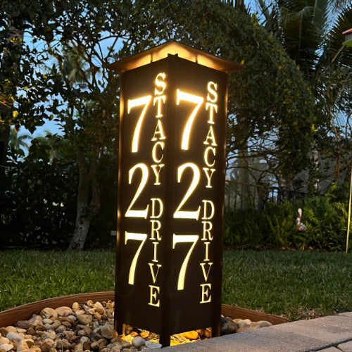 RadiantLight 27" tall ADDRESS MARKER Landscape Light - Garden Light - Sweatfully