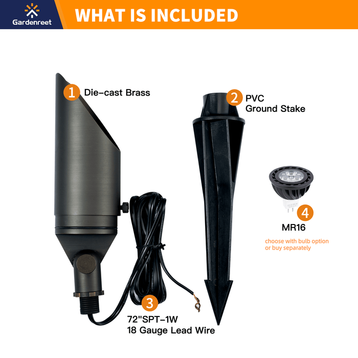 Gardenreet Stretchable Solid Brass Landscape Spotlight - Bronze/Black (2102) - Sweatfully
