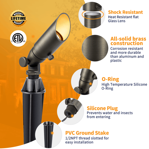 Gardenreet Mini Solid Brass Spotlight Stretchable Shroud MR8 - Bronze (2104) - Sweatfully
