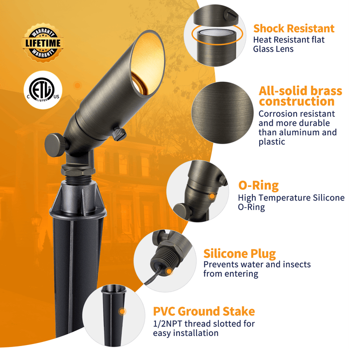 Gardenreet Mini Solid Brass Spotlight Stretchable Shroud MR8 - Bronze (2104) - Sweatfully