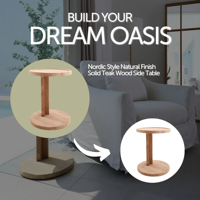 Cabo Natural Teak C Shaped Side Table - Sweatfully