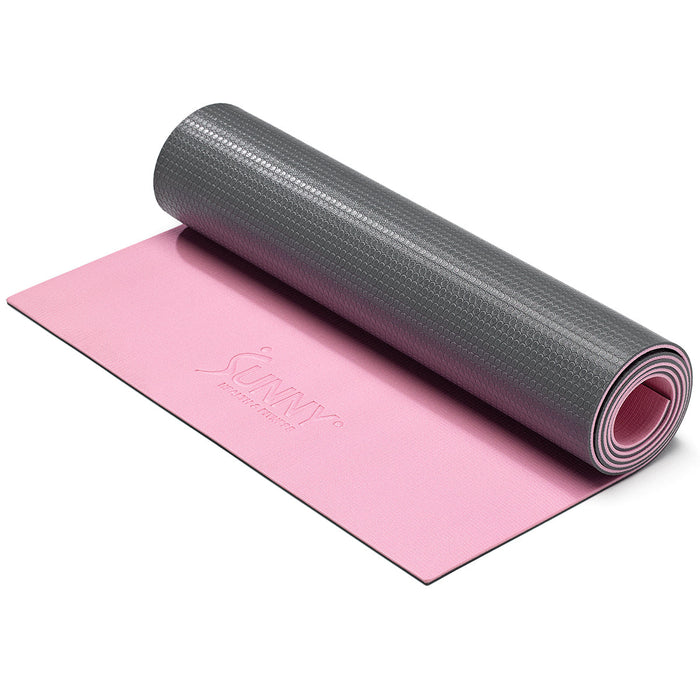 Sunny Health & Fitness Anti-Slip Dual Color Exercise Yoga Mat (Pink) - SF-EM02-PK - Sweatfully