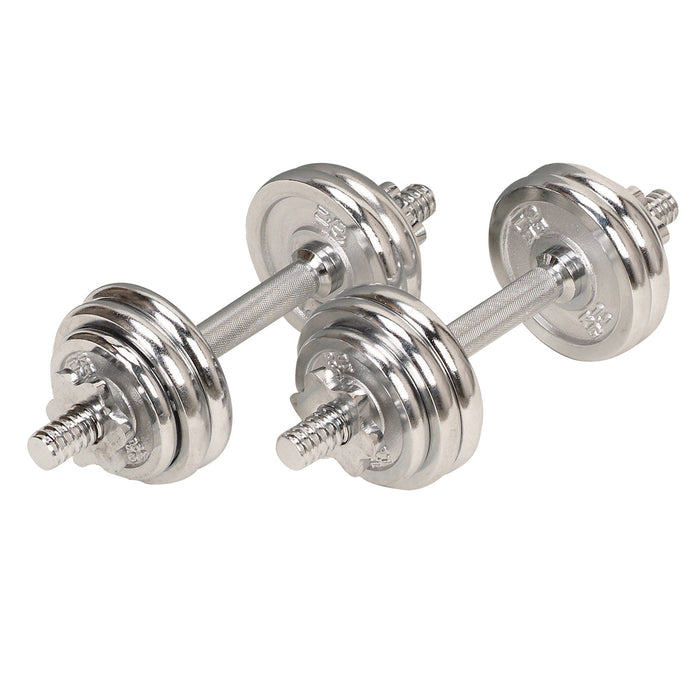 Sunny Health & Fitness 33lb Chrome Dumbbell Set w/ Carry Case - Sweatfully