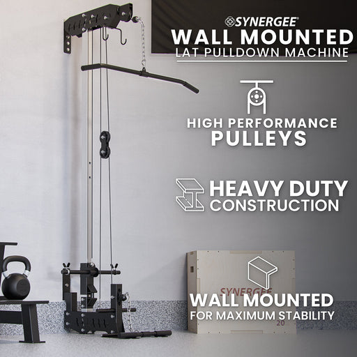 Synergee Wall Mounted Lat Pulley Machine - Sweatfully