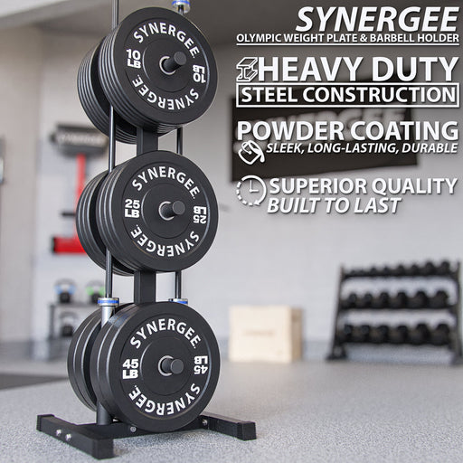 Synergee Olympic Weight Plate & Barbell Holder - Sweatfully