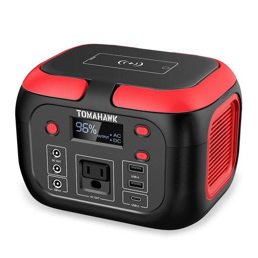 Tomahawk Portable Power Station, 155Wh 200W 4-Port Backup Lithium Battery, AC DC Outlet, 60W USB-C USB-A Pure Sine Wave Outlet, Digital, LED Light for Outdoor Camping, RV - Sweatfully