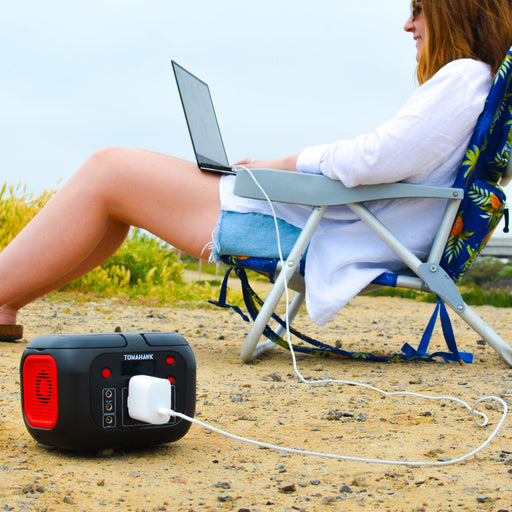 Tomahawk Portable Power Station, 155Wh 200W 4-Port Backup Lithium Battery, AC DC Outlet, 60W USB-C USB-A Pure Sine Wave Outlet, Digital, LED Light for Outdoor Camping, RV - Sweatfully