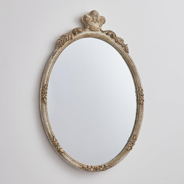 Traditioanl Oval Mirror With Wood Frame Rustic Decor Wall Mirror - Sweatfully