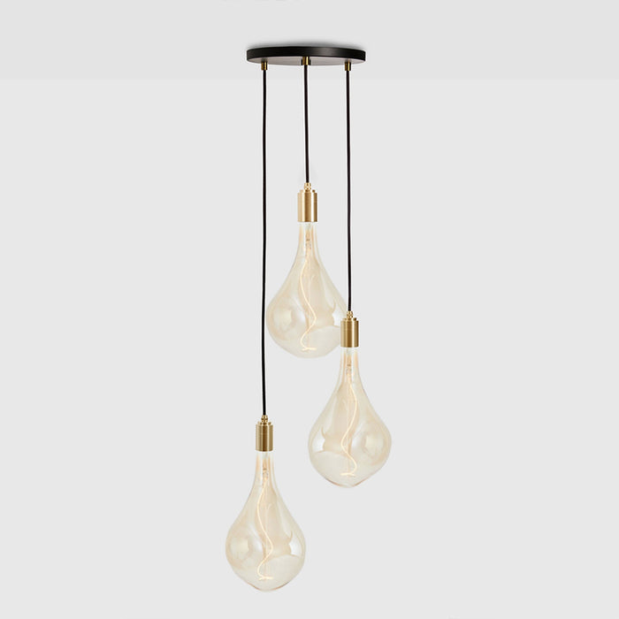 Triple Pendant in Brass + Voronoi III - Sweatfully