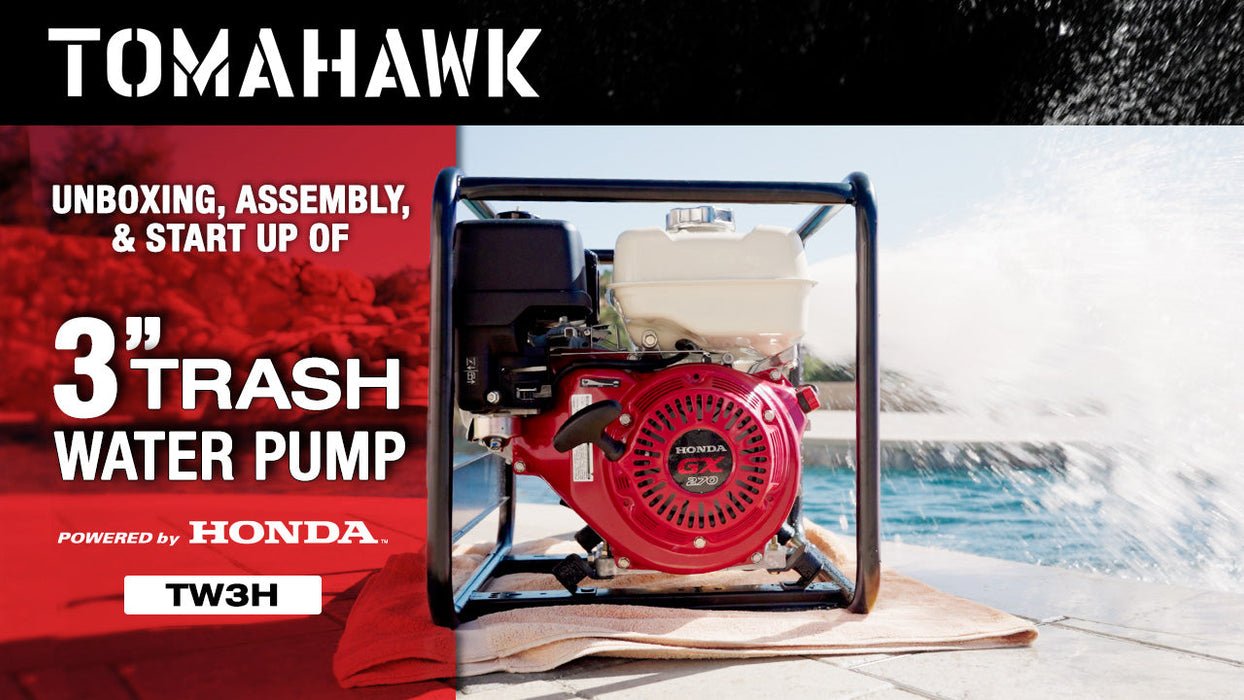 PRE ORDER: 3 Inch Trash Water Pump 375 GPM 8 HP GX270 powered by Honda Portable Utility - Sweatfully