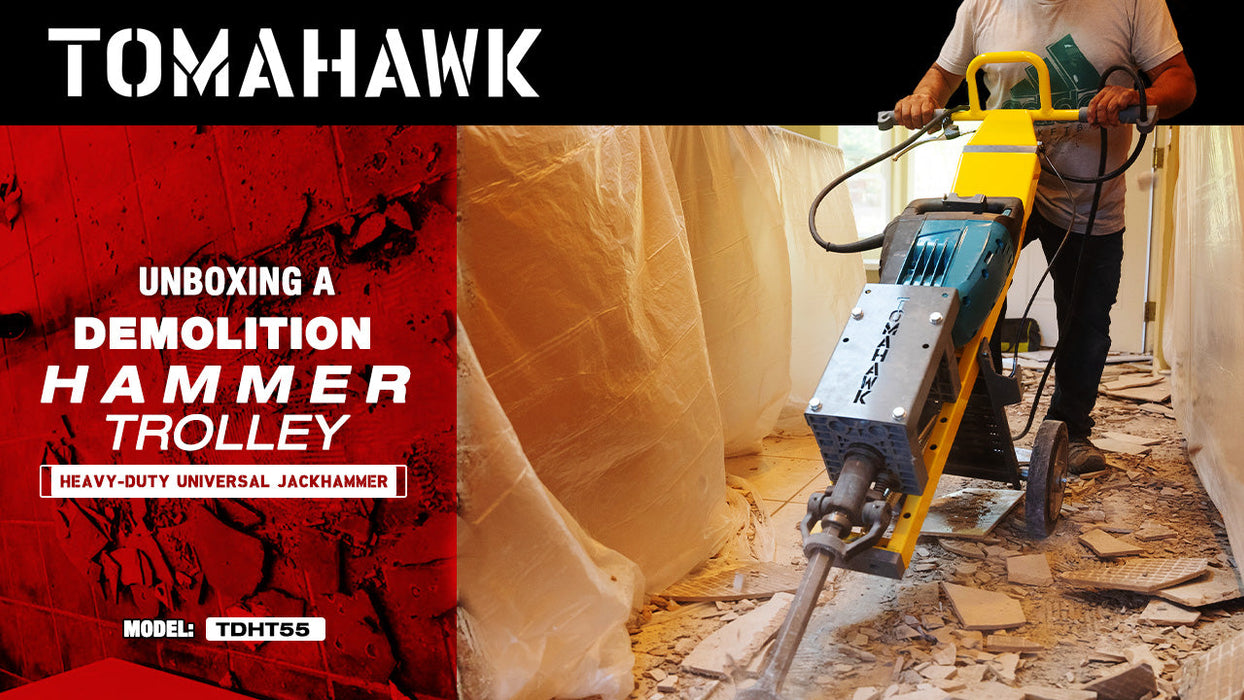 Tomahawk Demo Hammer Trolley – Heavy-Duty Universal Jackhammer Support Anti-Vibration Ergonomic Design for Effortless Demolition - Sweatfully