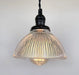 Factory Antique Glass Holophane Pendant Light - Sweatfully