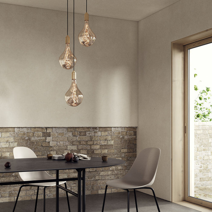 Triple Pendant in Walnut + Voronoi II - Black Canopy - Sweatfully