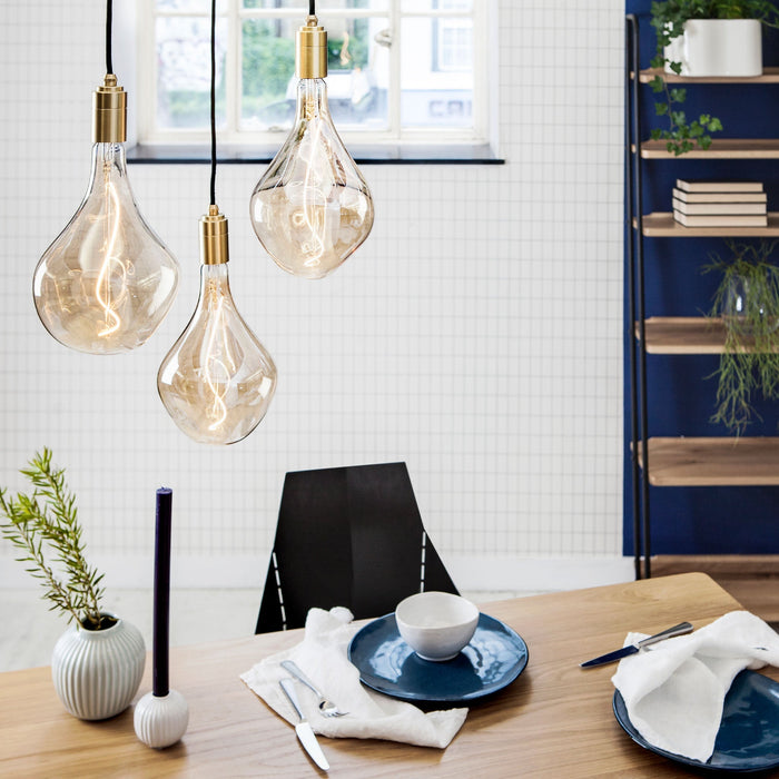 Triple Pendant in Brass + Voronoi II - Sweatfully