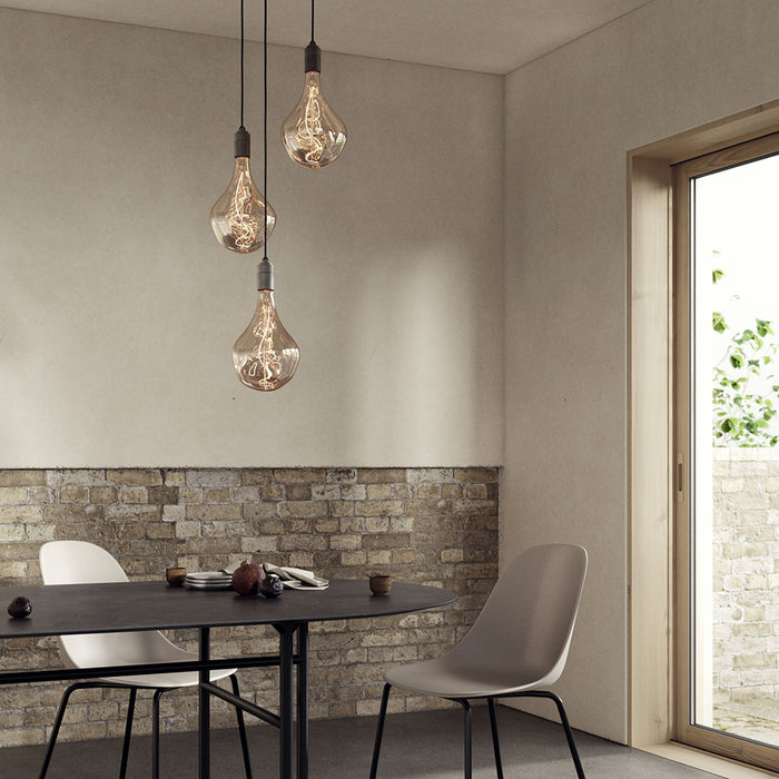 Triple Pendant in Graphite + Voronoi II - Black Canopy - Sweatfully