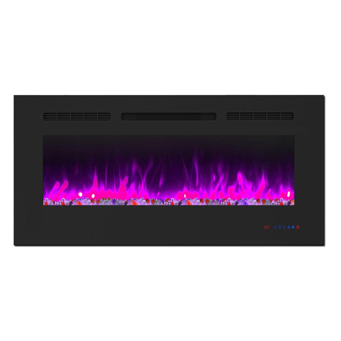 Wall Electric Fireplace with Remote Control and Touch Screen in 13 Flame Colors and Base Lights - Sweatfully