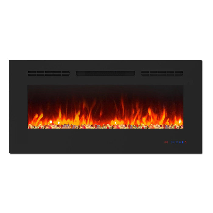 Wall Electric Fireplace with Remote Control and Touch Screen in 13 Flame Colors and Base Lights - Sweatfully