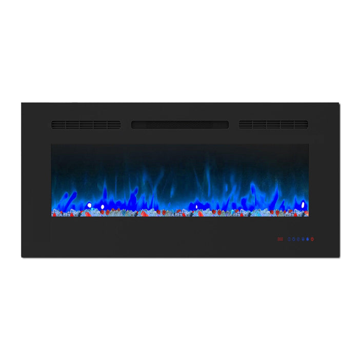 Wall Electric Fireplace with Remote Control and Touch Screen in 13 Flame Colors and Base Lights - Sweatfully