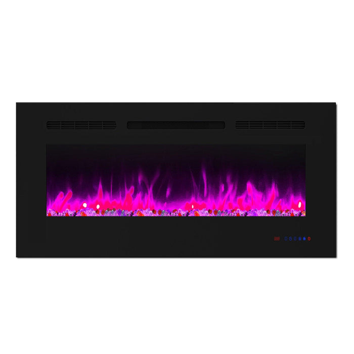 Wall Electric Fireplace with Remote Control and Touch Screen in 13 Flame Colors and Base Lights - Sweatfully