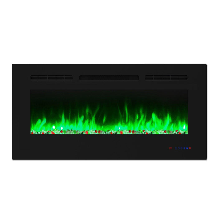 Wall Electric Fireplace with Remote Control and Touch Screen in 13 Flame Colors and Base Lights - Sweatfully