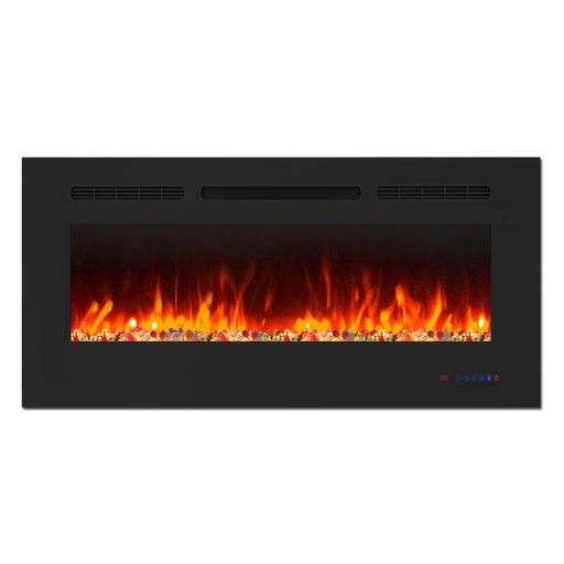 Wall Electric Fireplace with Remote Control and Touch Screen in 13 Flame Colors and Base Lights - Sweatfully