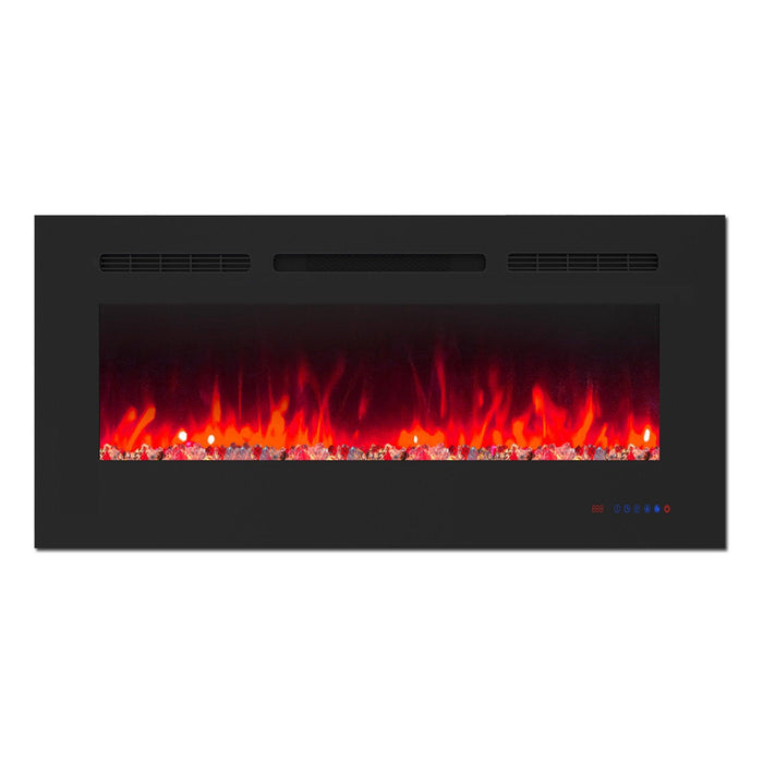 Wall Electric Fireplace with Remote Control and Touch Screen in 13 Flame Colors and Base Lights - Sweatfully