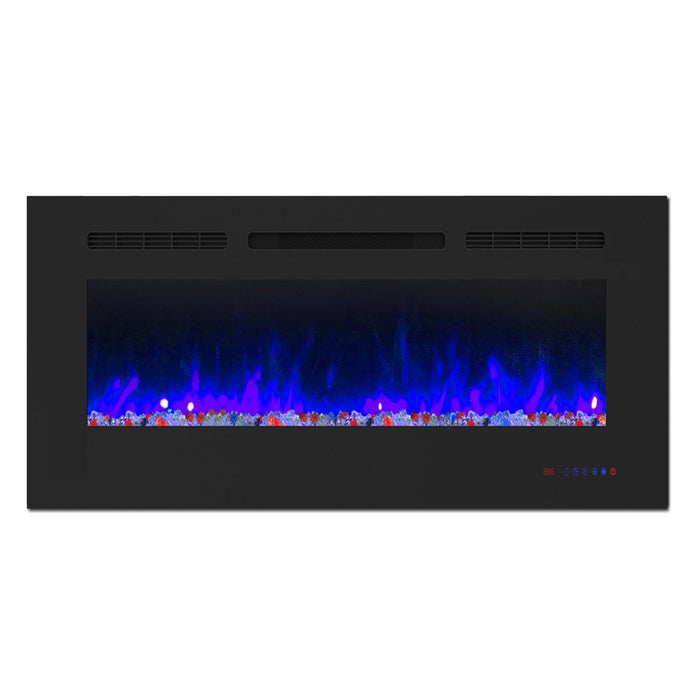 Wall Electric Fireplace with Remote Control and Touch Screen in 13 Flame Colors and Base Lights - Sweatfully