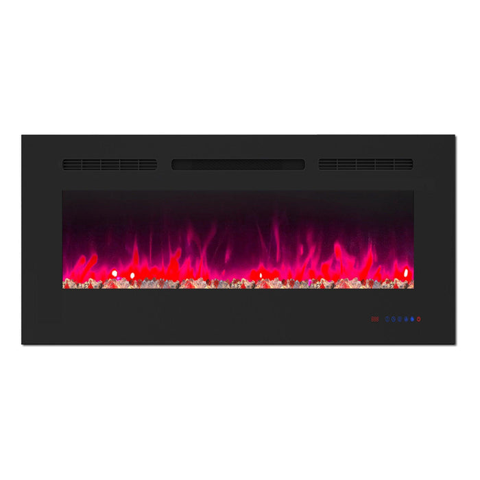 Wall Electric Fireplace with Remote Control and Touch Screen in 13 Flame Colors and Base Lights - Sweatfully