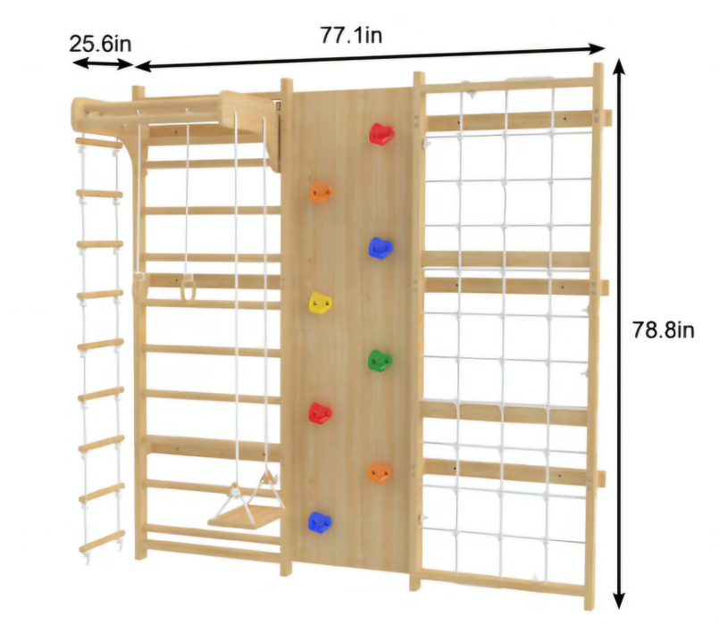 Walnut 9-in-1 Swedish Ladder Wall Gym | Indoor Wooden Climber & Activity Set for Kids - Sweatfully