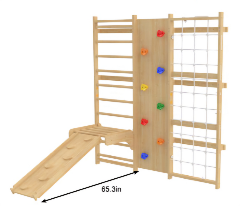 Walnut 9-in-1 Swedish Ladder Wall Gym | Indoor Wooden Climber & Activity Set for Kids - Sweatfully