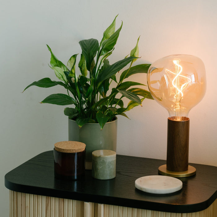 Knuckle Table Lamp in Walnut + Voronoi I - Sweatfully