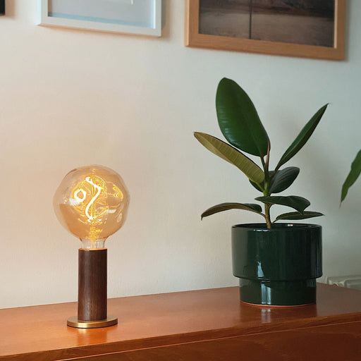 Knuckle Table Lamp in Walnut + Voronoi I - Sweatfully