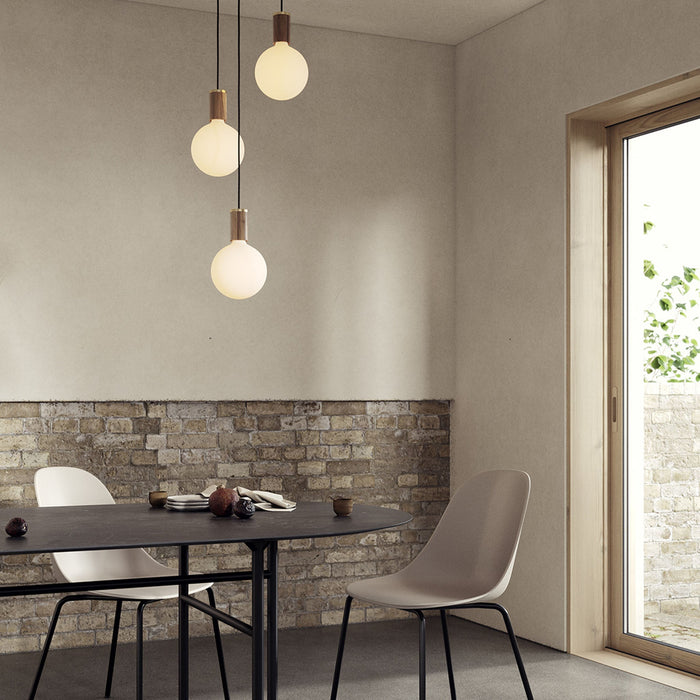 Triple Pendant in Walnut + Sphere IV - Black Canopy - Sweatfully