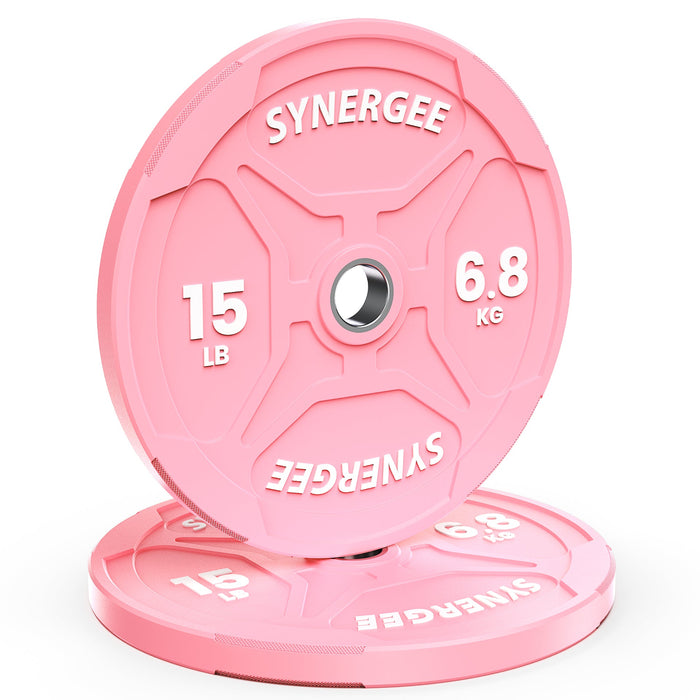 Synergee Pink EZ Grip Bumper Plates - Sweatfully