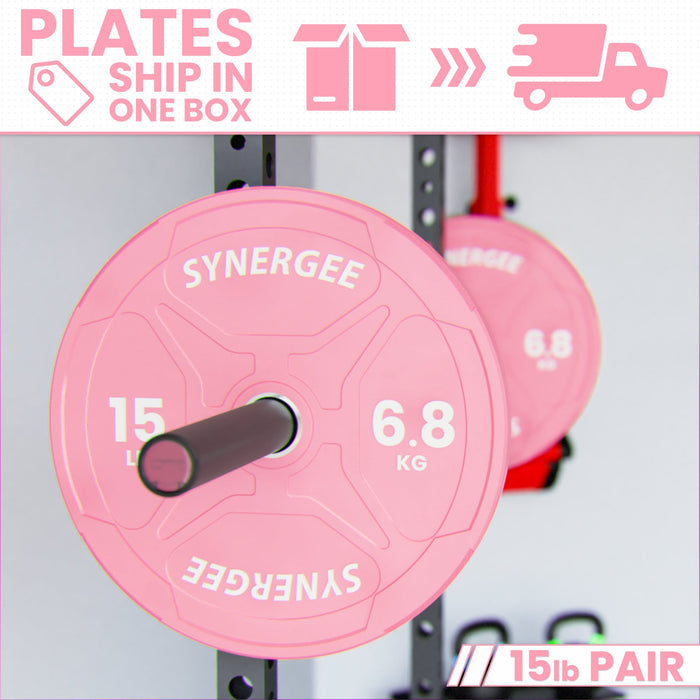 Synergee Pink EZ Grip Bumper Plates - Sweatfully