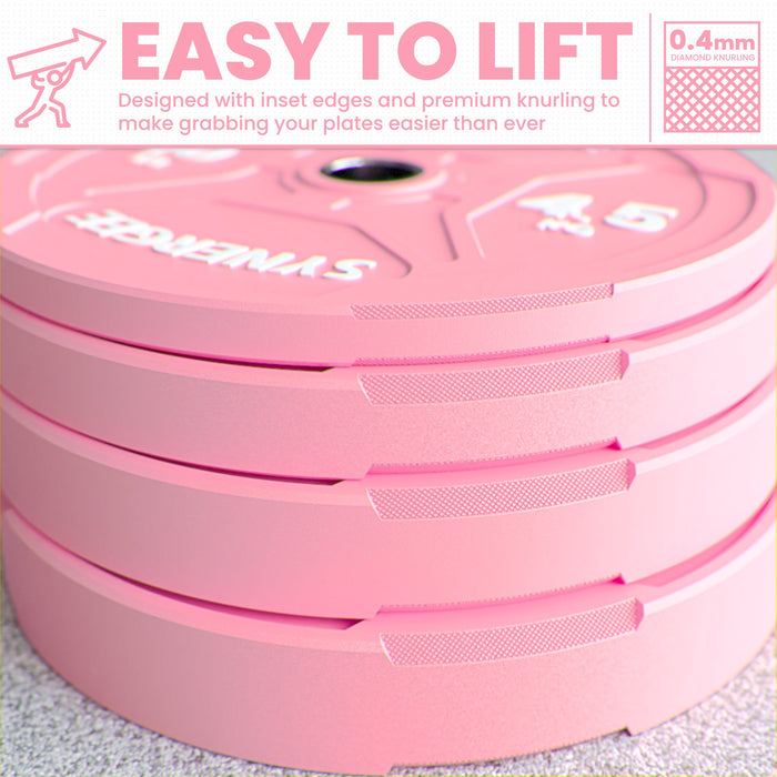 Synergee Pink EZ Grip Bumper Plates - Sweatfully