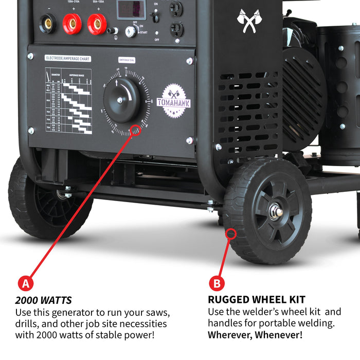 210 Amp Engine Driven Welder Generator 2000 Watt 15 HP Gas Powered - Sweatfully