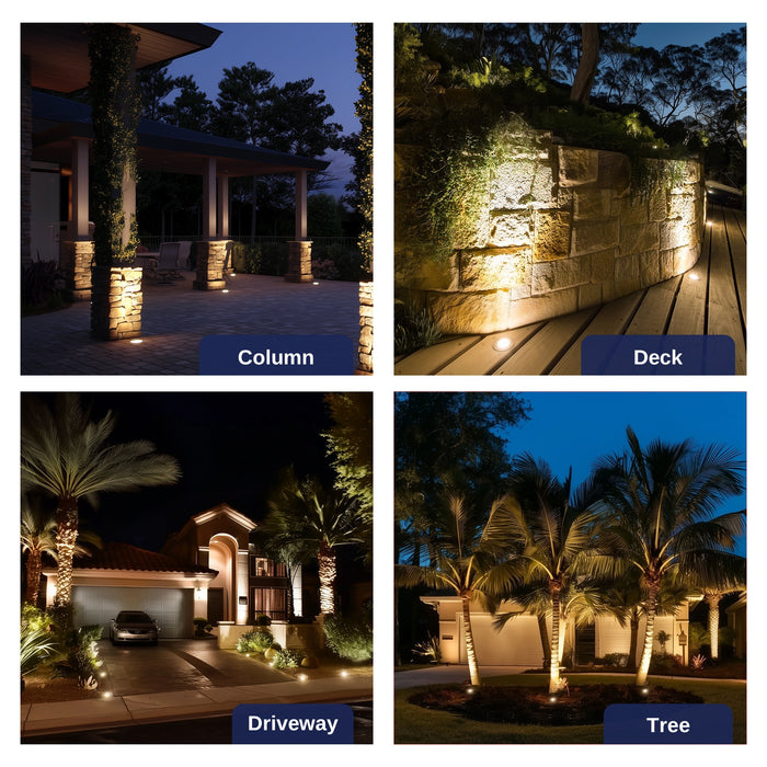 Brass In-ground Well Lights, Low Voltage IP65 Waterproof 12V LED Outdoor Landscape Lighting (Small 2206A) - Sweatfully