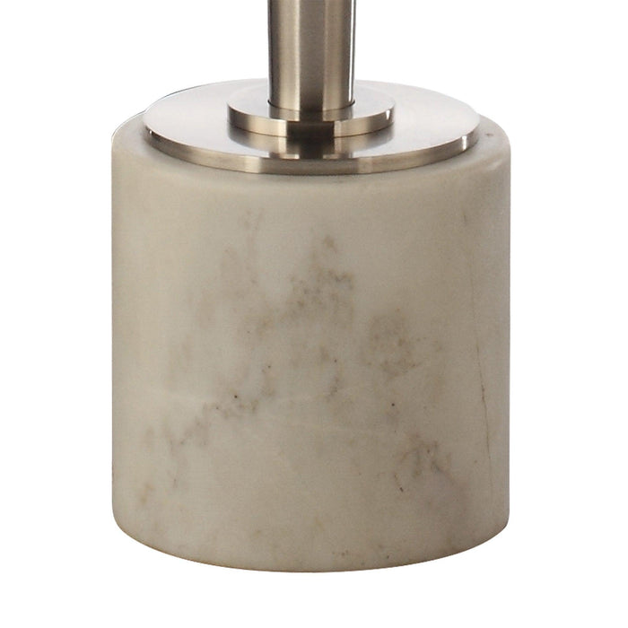 White Marble & Metal Table with Pedestal Base - Sweatfully