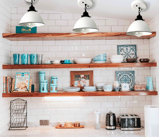 White Enamel Farmhouse Ceiling Light with Chain - Sweatfully
