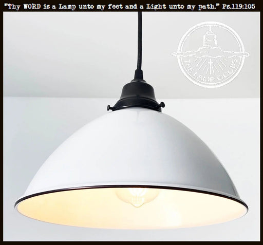 Large White Enamel Farmhouse Pendant Light - Sweatfully