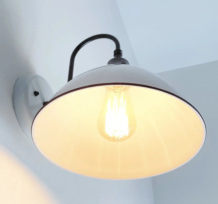 Large White Enamel Wall Sconce Light - Sweatfully